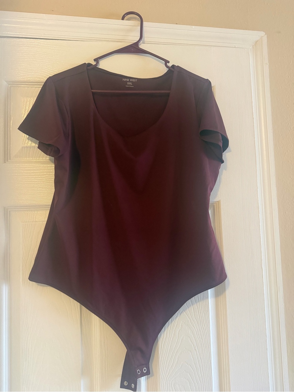 Nine West Deep Plum Short Sleeve Bodysuit